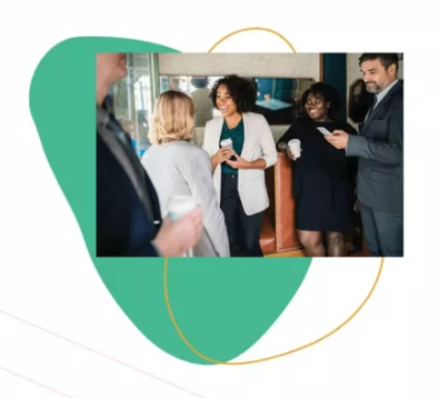 people in formal attire meeting each other